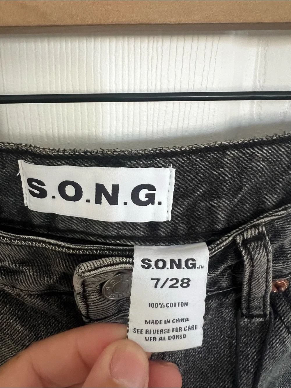 S.O.N.G. High-Rise Frayed Hem Jean Shorts — Washed Black